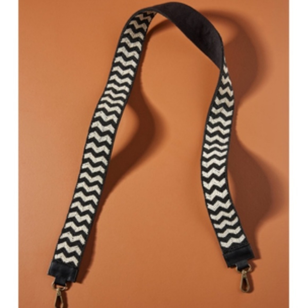 Anthropologie Black and White Beaded Chevron Shoulder Bag Strap